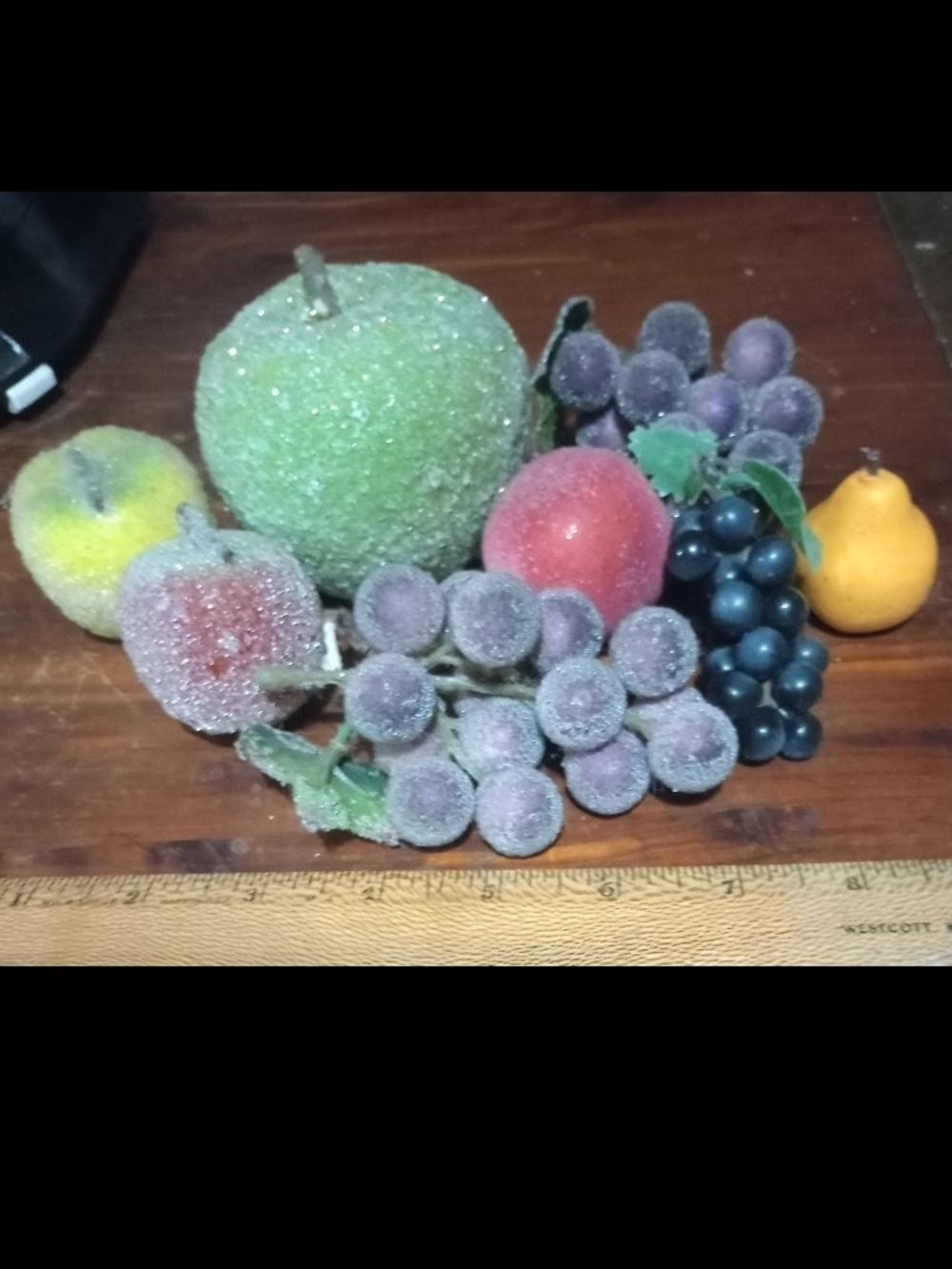 Flocked Decorative Fruit Assortment - Green, Purple, Red